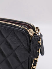 CHANEL 17B Double Compartment Chain Bag - Black with Gold Hardware [Series 24]