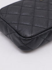CHANEL 17B Double Compartment Chain Bag - Black with Gold Hardware [Series 24]