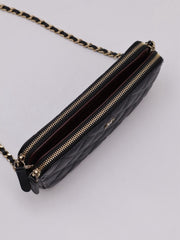 CHANEL 17B Double Compartment Chain Bag - Black with Gold Hardware [Series 24]