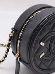 CHANEL Round Clutch with Chain - Black with Gold Hardware [Series 30]