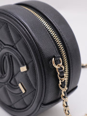 CHANEL Round Clutch with Chain - Black with Gold Hardware [Series 30]