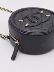 CHANEL Round Clutch with Chain - Black with Gold Hardware [Series 30]