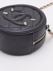 CHANEL Round Clutch with Chain - Black with Gold Hardware [Series 30]
