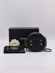 CHANEL Round Clutch with Chain - Black with Gold Hardware [Series 30]