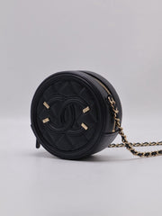CHANEL Round Clutch with Chain - Black with Gold Hardware [Series 30]