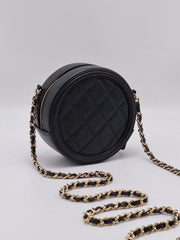 CHANEL Round Clutch with Chain - Black with Gold Hardware [Series 30]