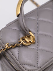CHANEL 22B Top Handle Long Vanity Case - Grey with Gold Hardware