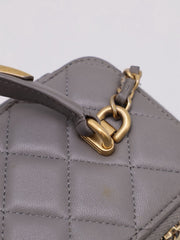 CHANEL 22B Top Handle Long Vanity Case - Grey with Gold Hardware