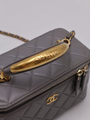 CHANEL 22B Top Handle Long Vanity Case - Grey with Gold Hardware