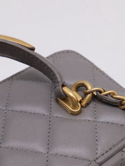 CHANEL 22B Top Handle Long Vanity Case - Grey with Gold Hardware
