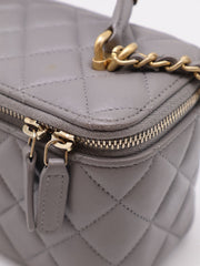CHANEL 22B Top Handle Long Vanity Case - Grey with Gold Hardware