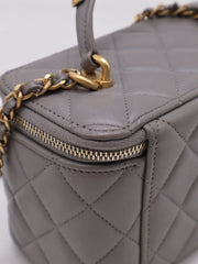 CHANEL 22B Top Handle Long Vanity Case - Grey with Gold Hardware