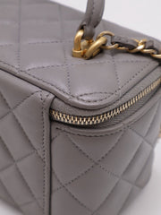 CHANEL 22B Top Handle Long Vanity Case - Grey with Gold Hardware