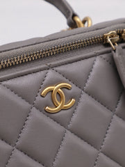 CHANEL 22B Top Handle Long Vanity Case - Grey with Gold Hardware