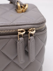 CHANEL 22B Top Handle Long Vanity Case - Grey with Gold Hardware