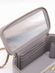 CHANEL 22B Top Handle Long Vanity Case - Grey with Gold Hardware