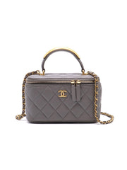 CHANEL 22B Top Handle Long Vanity Case - Grey with Gold Hardware