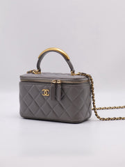 CHANEL 22B Top Handle Long Vanity Case - Grey with Gold Hardware