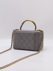 CHANEL 22B Top Handle Long Vanity Case - Grey with Gold Hardware