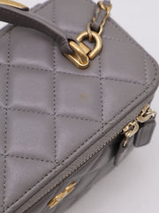 CHANEL 22B Top Handle Long Vanity Case - Grey with Gold Hardware