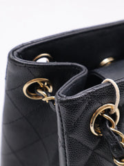 CHANEL Mini Tote Grained Calfskin Bucket Bag - Black with Gold Hardware