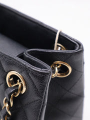 CHANEL Mini Tote Grained Calfskin Bucket Bag - Black with Gold Hardware