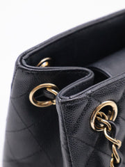 CHANEL Mini Tote Grained Calfskin Bucket Bag - Black with Gold Hardware