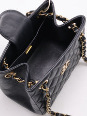 CHANEL Mini Tote Grained Calfskin Bucket Bag - Black with Gold Hardware