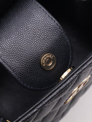 CHANEL Mini Tote Grained Calfskin Bucket Bag - Black with Gold Hardware