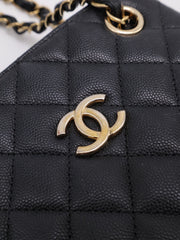 CHANEL Mini Tote Grained Calfskin Bucket Bag - Black with Gold Hardware