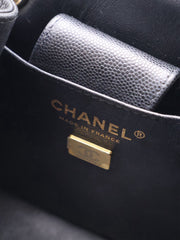 CHANEL Mini Tote Grained Calfskin Bucket Bag - Black with Gold Hardware