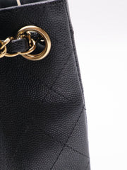 CHANEL Mini Tote Grained Calfskin Bucket Bag - Black with Gold Hardware
