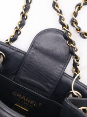CHANEL Mini Tote Grained Calfskin Bucket Bag - Black with Gold Hardware