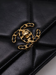 CHANEL 19 Quilted Wallet on Chain - Black with Gold Hardware