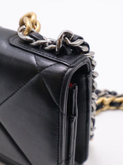 CHANEL 19 Quilted Wallet on Chain - Black with Gold Hardware