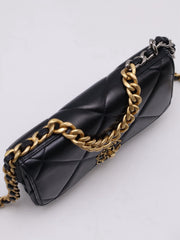 CHANEL 19 Quilted Wallet on Chain - Black with Gold Hardware