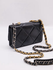 CHANEL 19 Quilted Wallet on Chain - Black with Gold Hardware
