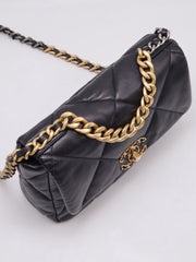CHANEL 19 Quilted Lambskin Flap Bag 26 - Black with Gold Hardware