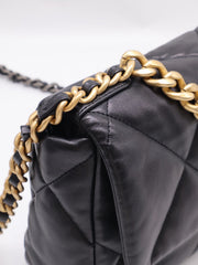 CHANEL 19 Quilted Lambskin Flap Bag 26 - Black with Gold Hardware