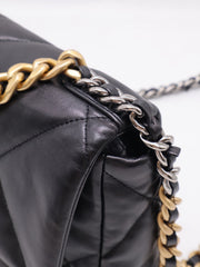 CHANEL 19 Quilted Lambskin Flap Bag 26 - Black with Gold Hardware