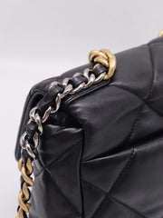 CHANEL 19 Quilted Lambskin Flap Bag 26 - Black with Gold Hardware