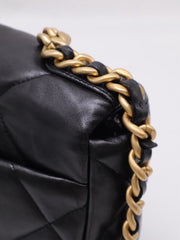 CHANEL 19 Quilted Lambskin Flap Bag 26 - Black with Gold Hardware