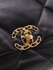 CHANEL 19 Quilted Lambskin Flap Bag 26 - Black with Gold Hardware