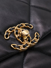 CHANEL 19 Quilted Lambskin Flap Bag 26 - Black with Gold Hardware