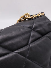 CHANEL 19 Quilted Lambskin Flap Bag 26 - Black with Gold Hardware