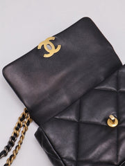 CHANEL 19 Quilted Lambskin Flap Bag 26 - Black with Gold Hardware