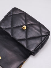 CHANEL 19 Quilted Lambskin Flap Bag 26 - Black with Gold Hardware