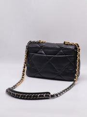 CHANEL 19 Quilted Lambskin Flap Bag 26 - Black with Gold Hardware