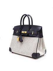 HERMES Birkin 25 - Canvas / Ardoise with Gold Hardware
