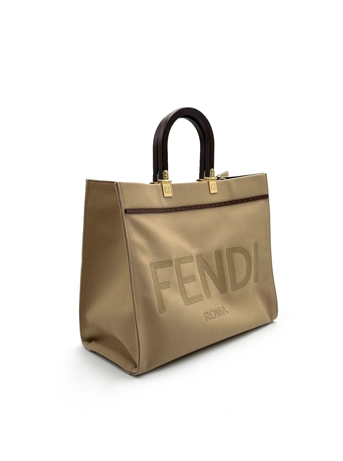 【二手商品】FENDI Sunshine 刺繡字母中號托特包